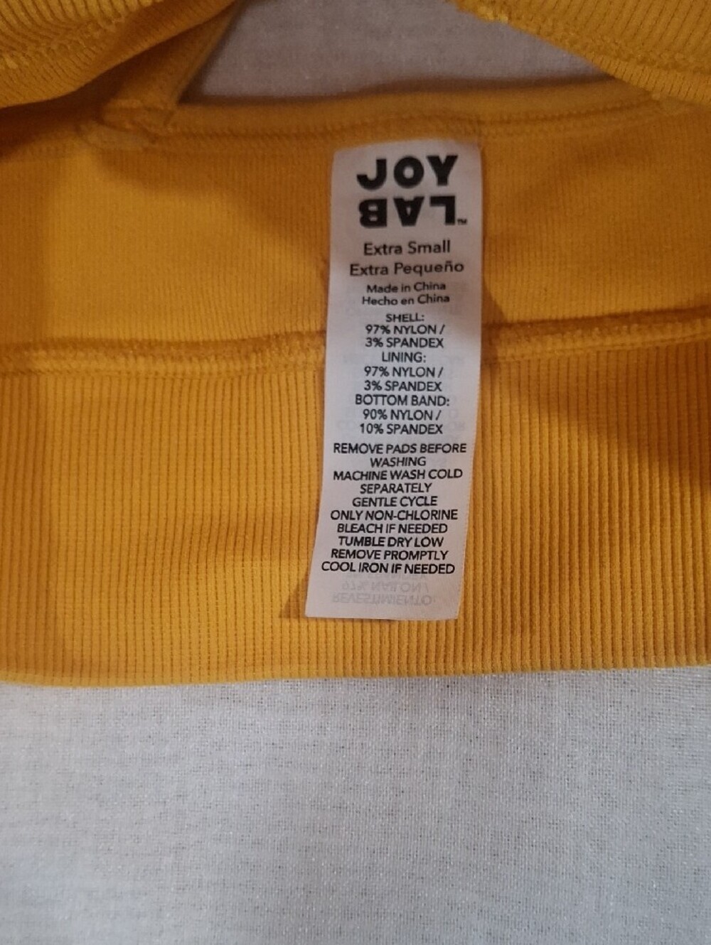 JoyLab Yellow Checker Ruched Racerback Sports Bra Size XS - Picture 4 of 9
